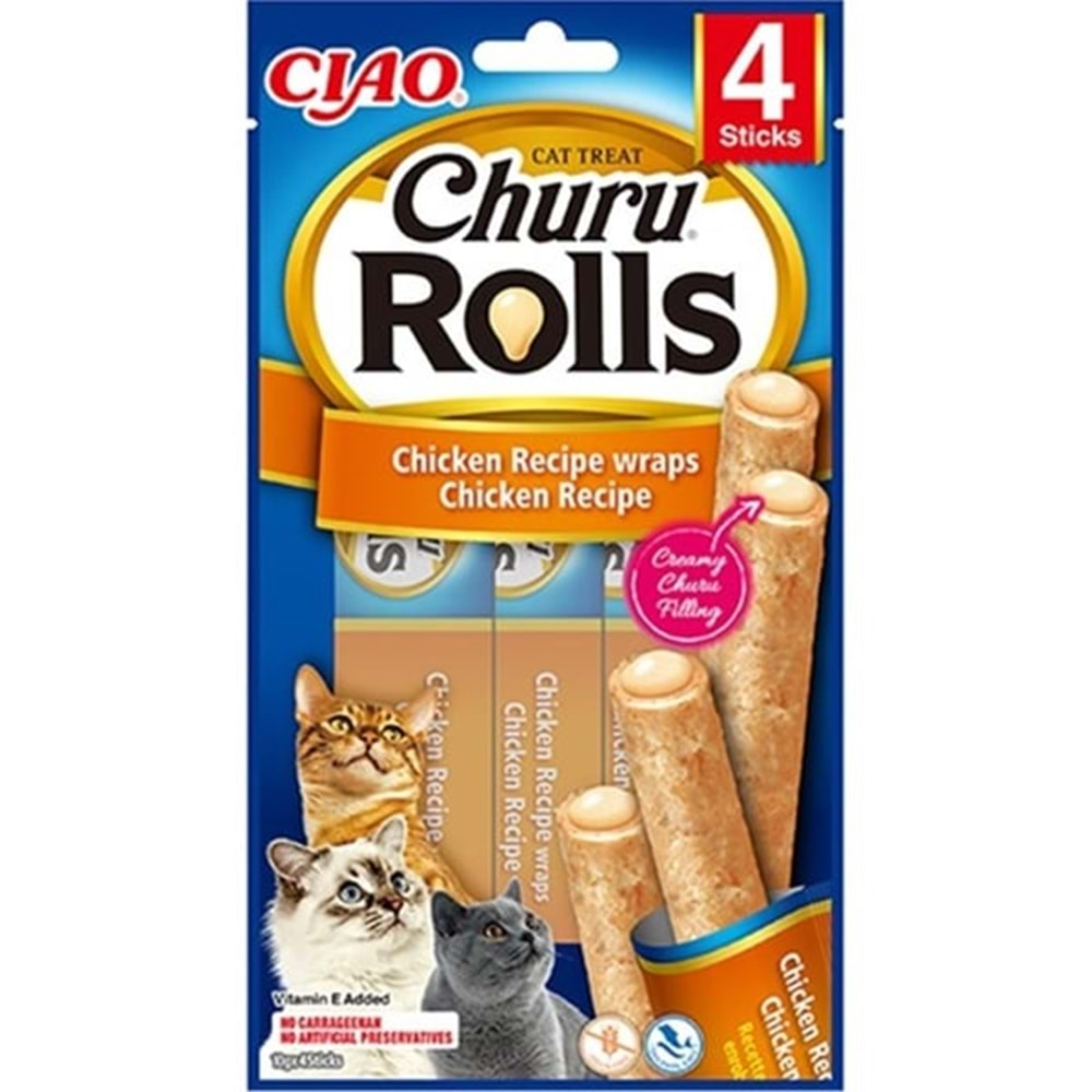 CIAO Churu Rolls Tavuk Sargılı Kedi Ödül Maması 10gr (4'lü)