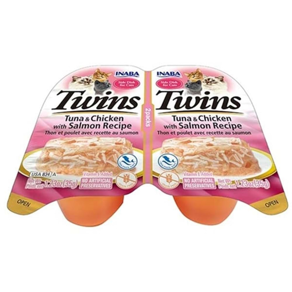 INABA Twins Jöle İçinde Ton Balıklı Somonlu ve Tavuklu Kedi Konservesi 35gr (2'li)