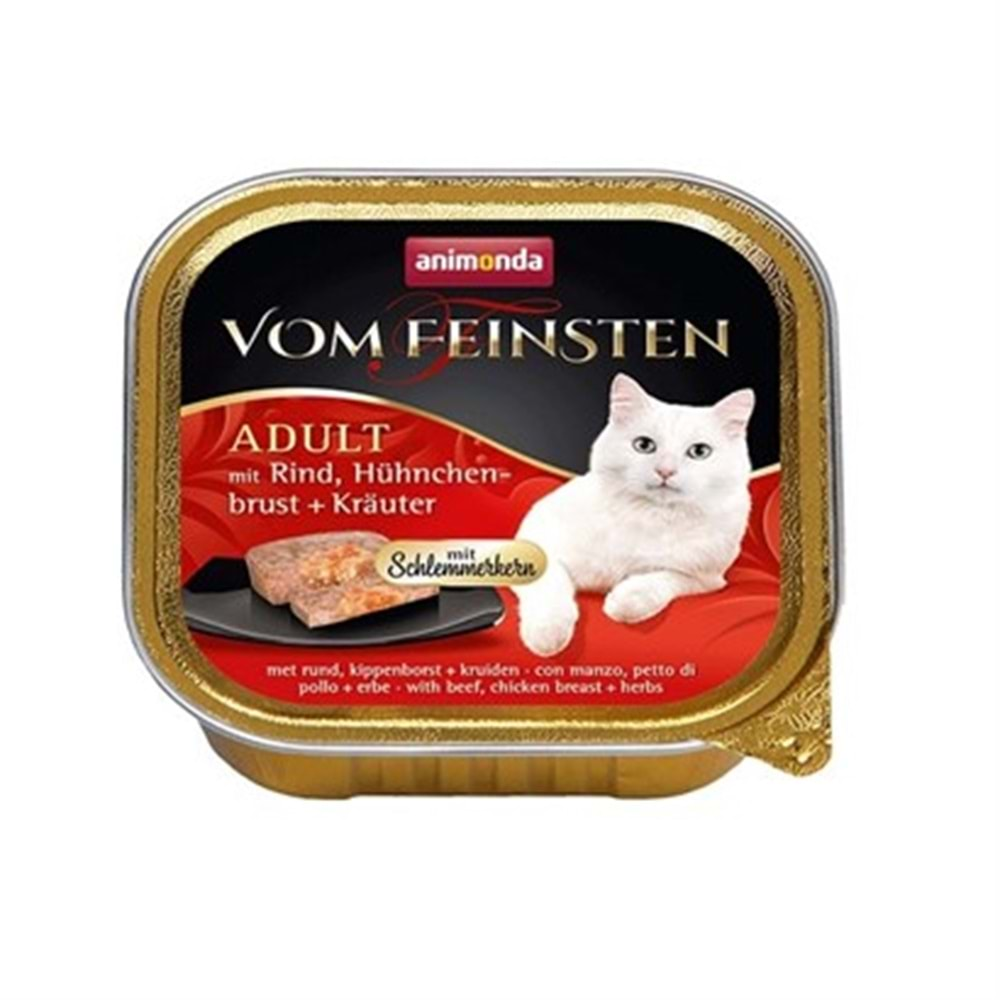 Animonda Vom Feinsten Sığır Tavuk ve Otlu Kedi Yaş Maması 100 Gr