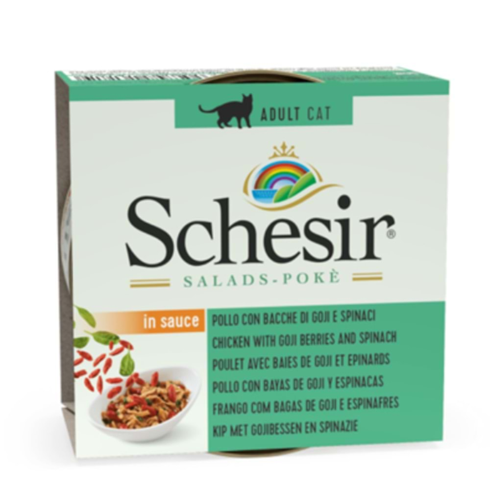 Schesir Salads Poke Soslu Tavuklu ve Gojiberryli Kedi Konservesi 85 Gr