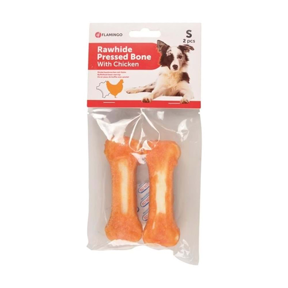 Flamingo Tavuk Kaplı Kemik 2'Li Köpek Ödülü 10cm