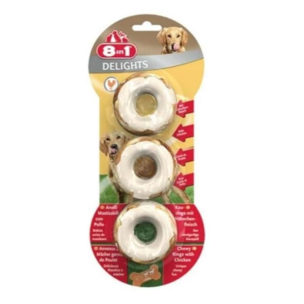 8in1 Delights Bones Köpek Ağız Bakım Kemiği Halka 3 Adet 119gr