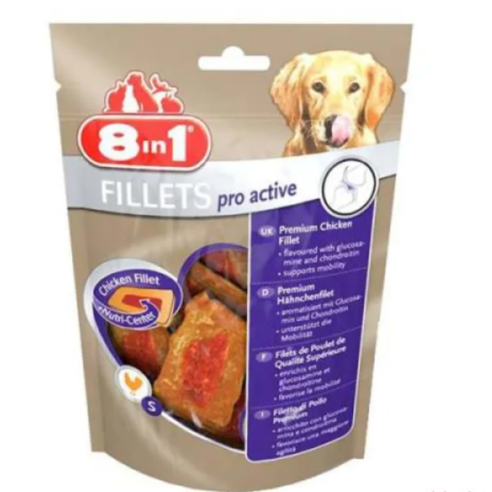 8in1 Pro Active Glukozamin İlaveli Tavuk Fileto Köpek Ödül Maması 80gr