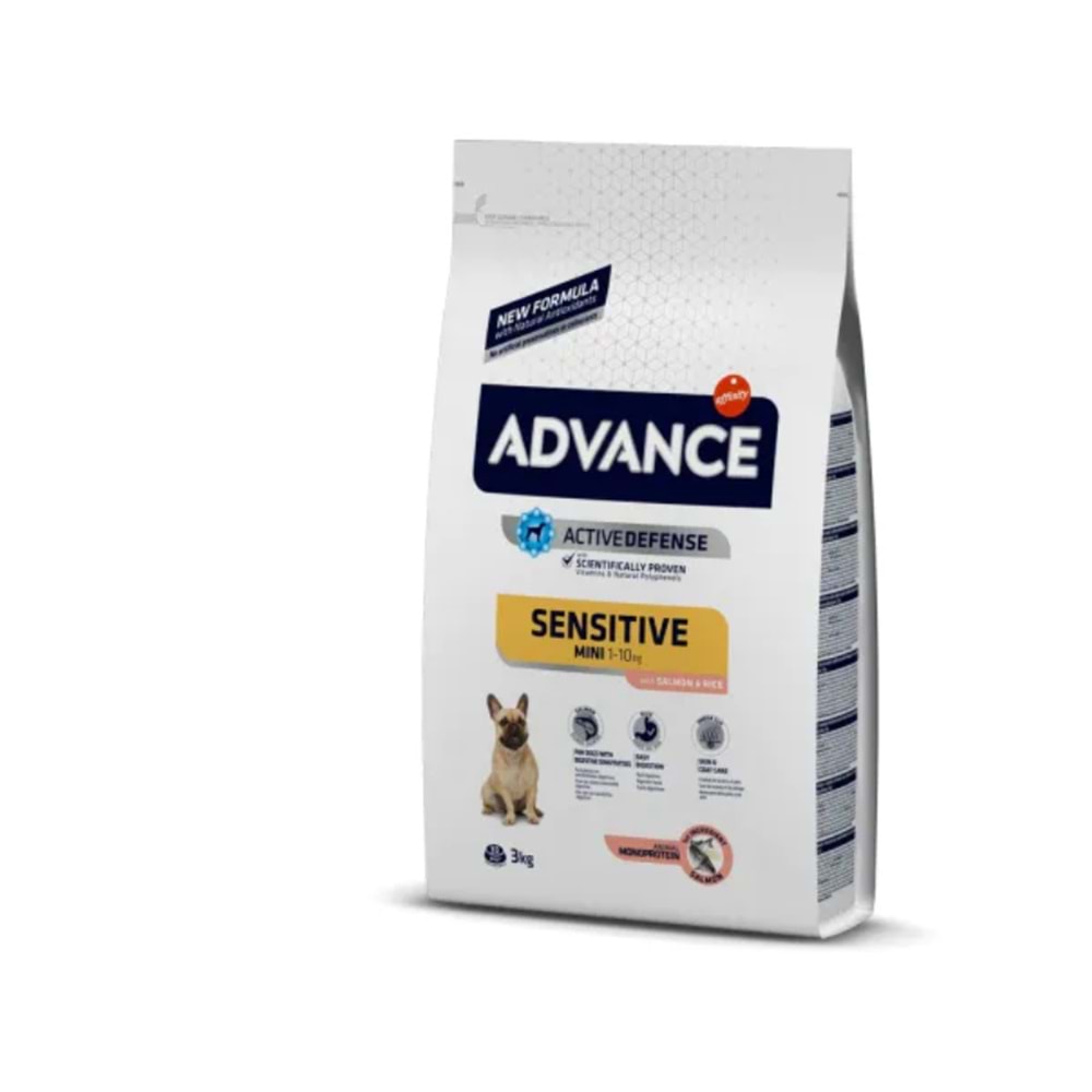 Advance Somonlu ve Pirinçli Hassas Küçük Irk Yetişkin Köpek Maması 3kg