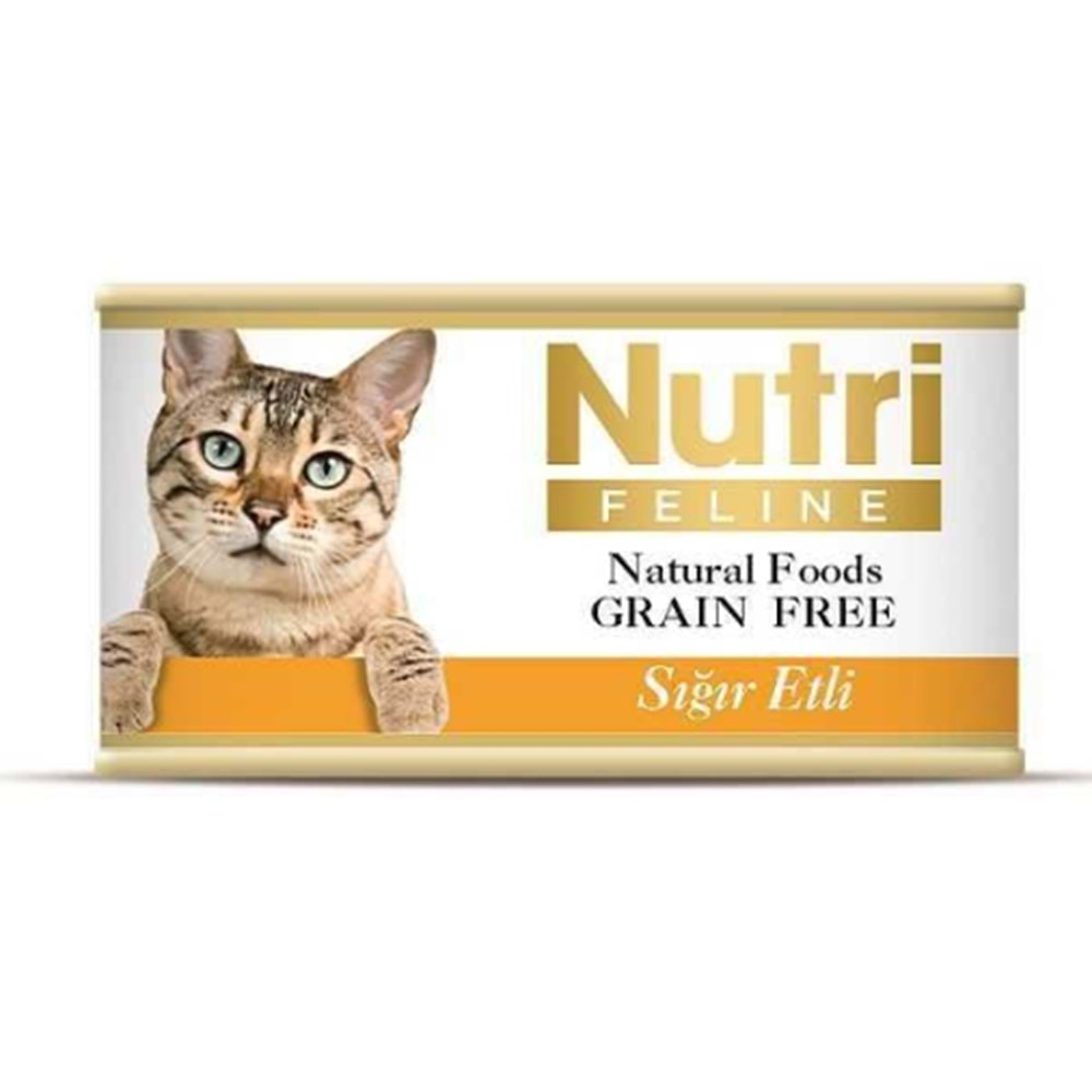 Nutri Feline Kıyılmış Sığır Etli Tahılsız Yetişkin Kedi Konservesi 85gr