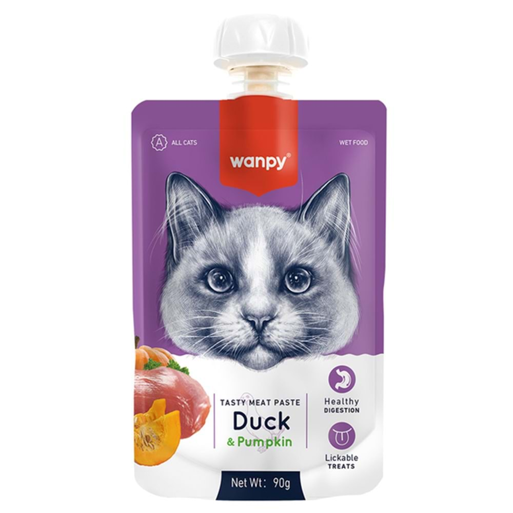 Wanpy Taze Ördekli & Bal Kabaklı Kedi Et Ezmesi 90 gr