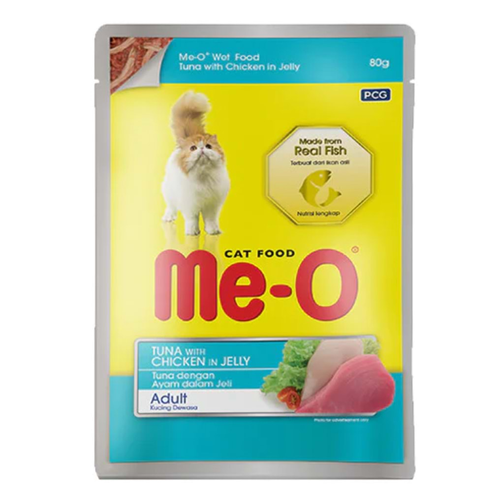 ME-O Jöle İçinde Pouch Ton Balıklı Tavuklu Kedi Konservesi 80gr