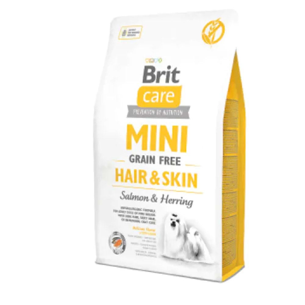Brit Care Mini Hair Skin Somonlu ve Ringa Balıklı Tahılsız Köpek Maması 2kg