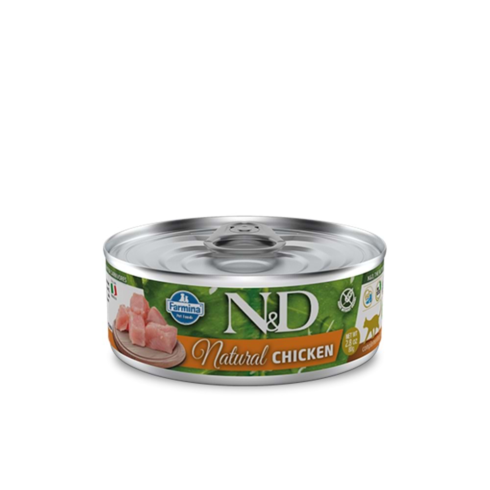 N&D Natural Tavuklu Yetişkin Kedi Konservesi 80 Gr