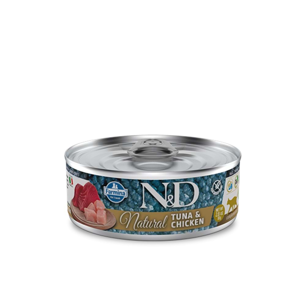 N&D Natural Tuna Balıklı ve Tavuklu Yetişkin Kedi Konservesi 80 Gr