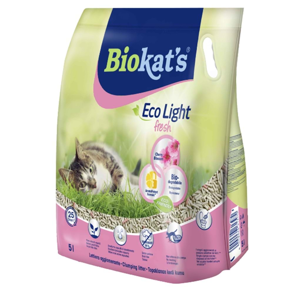 Biokat's Eco Light Fresh Cherry Blossom (Kiraz Çiçeği Kokulu) Pelet Kedi Kumu 5 Lt