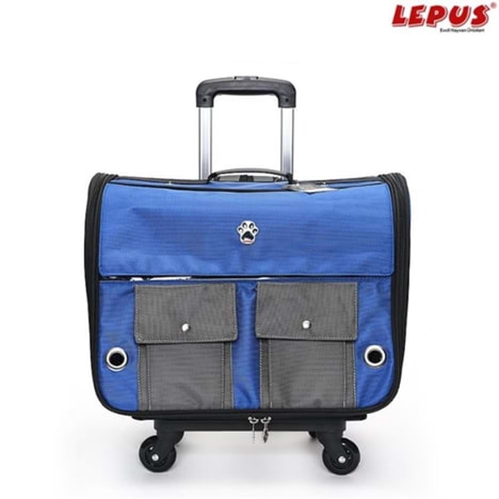 Lepus Travel Bag Kedi ve Köpek Tekerlekli Taşıma Çantası Mavi 34x46x29 Cm