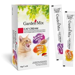 Garden Mix Kedi Kreması Somon Biotin ördek Maltlı 24 Adet 15 Gr