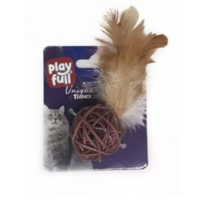 Playfull Tüylü Zilli Top Şeklinde Kedi Oyuncağı 20 Cm