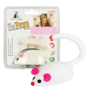 Flip Pet Kurmalı Fare Kedi Oyuncağı Beyaz 7 cm