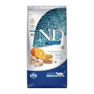 N&D Ocean Düşük Tahıllı Morina Balıklı ve Portakallı Yetişkin Kuru Kedi Maması 5 KG