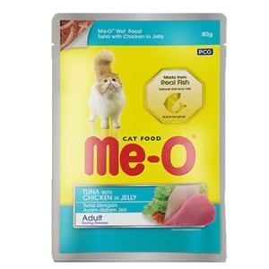 ME-O Jöle İçinde Pouch Ton Balıklı Tavuklu Kedi Konservesi 80gr