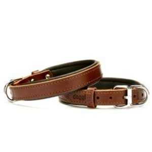 Doggie Konforlu Gerçek Deriden El Yapımı Köpek Boyun Tasması 2x35-40cm - Brown