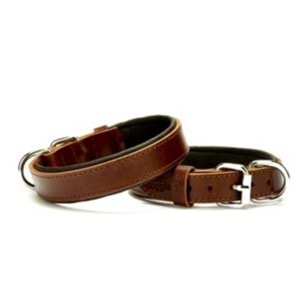 Doggie Konforlu Gerçek Deriden El Yapımı Köpek Boyun Tasması 2,5x37-45cm - Brown