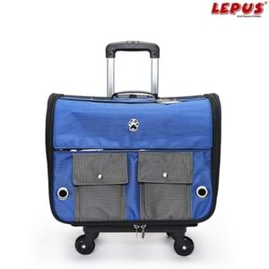 Lepus Travel Bag Kedi ve Köpek Tekerlekli Taşıma Çantası Mavi 34x46x29 Cm