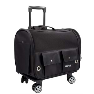Lepus Travel Bag Kedi ve Köpek Tekerlekli Taşıma Çantası Siyah 34x46x29 Cm