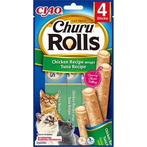 CIAO Churu Rolls Tavuk Sargılı Ton Balıklı Kedi Ödül Maması 10gr (4'lü)