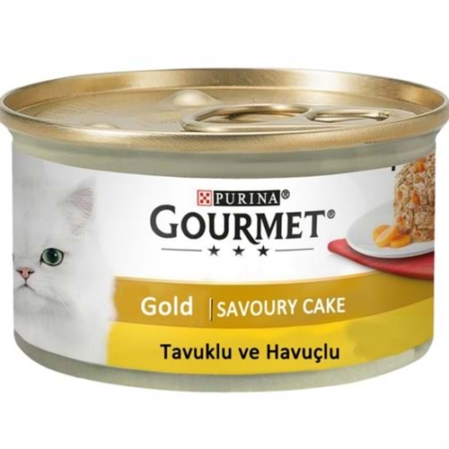 Gourmet Gold Savoury Parça Etli Tavuklu ve Havuçlu Yetişkin Kedi Konservesi 85gr