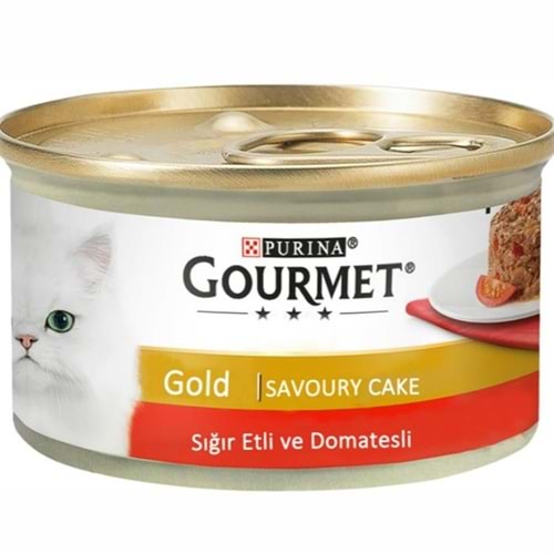 Gourmet Gold Savoury Parça Sığır Etli Domatesli Yetişkin Kedi Konservesi 85gr