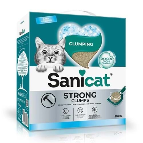 Sanicat Strong Clumps Ekstra Güçlü İnce Taneli Kedi Kumu 10 Kg