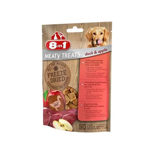 8in1 Freeze Dried Tahılsız Ördek ve Elmalı Kurutulmuş Köpek Ödülü 50 Gr