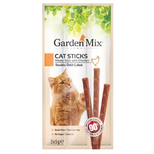 Garden Mix Tavuklu Tahılsız Kedi Ödül Çubuğu 15gr (3'lü)