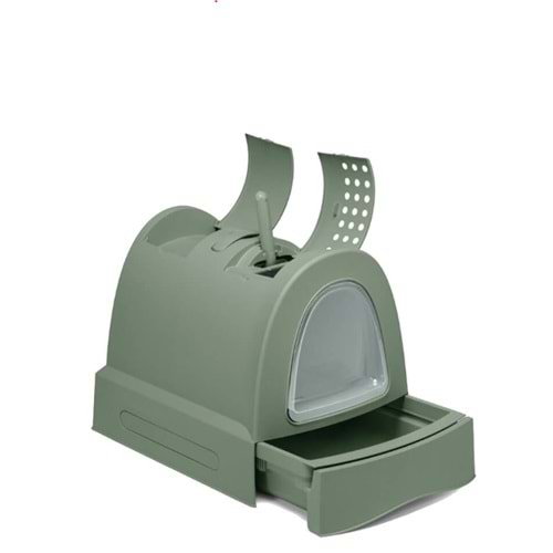 Imac Zuma Çekmeceli Kapalı Kedi Tuvaleti Yeşil 56 cm