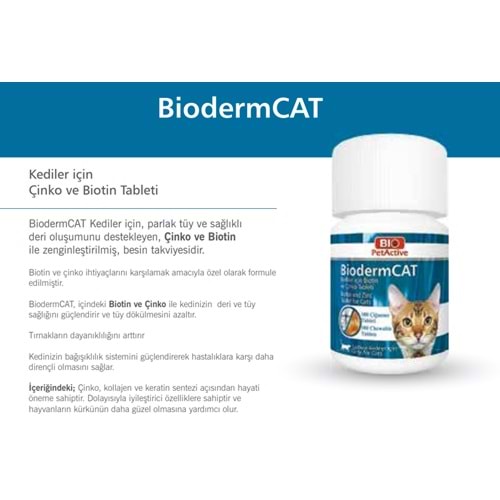Bio Pet Active Kediler İçin Biotin Ve Çinko Tableti 100 Adet