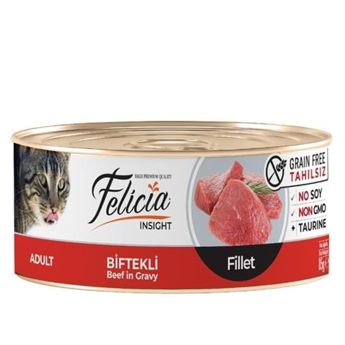Felicia Fileto Biftekli Tahılsız Yetişkin Kedi Konservesi 85gr