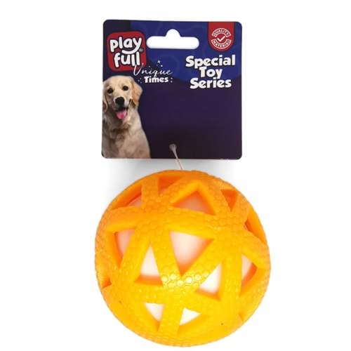 Playfull Işıklı Üçgen Desenli Plastik Top Köpek Oyuncağı 7,5 Cm