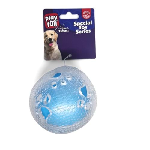 Playfull Öten Pati Desenli Şeffaf Plastik Top Köpek Oyuncağı 7,5 Cm