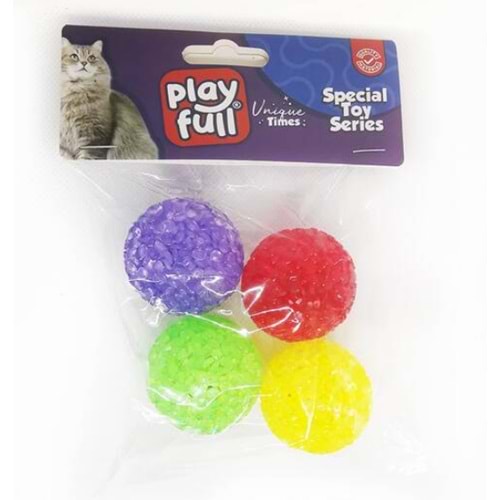 Playfull Plastik Zilli Top Kedi Oyuncağı 3,8 Cm 4'Lü