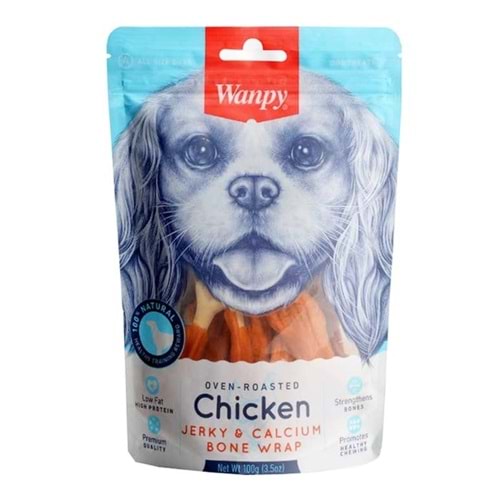 Wanpy Oven Roasted Tavuk Sargılı Kalsiyum Takviyeli Köpek Ödülü 100gr