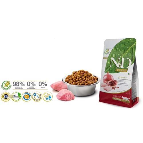 ND Prime Tahılsız Tavuklu Narlı Kısırlaştırılmış Kedi Maması 1,5 Kg