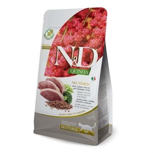 N&D Quinoa Ördek Brokoli Kuşkonmaz Kısır Kedi Maması 1,5 Kg