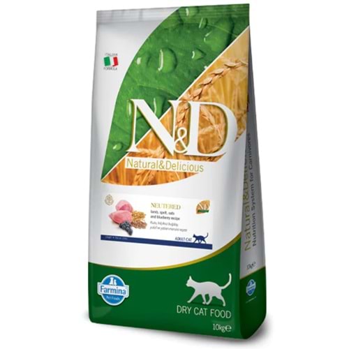 N&D Az Tahıllı Kuzu Etli Kısırlaştırılmış Kedi Maması 10 Kg