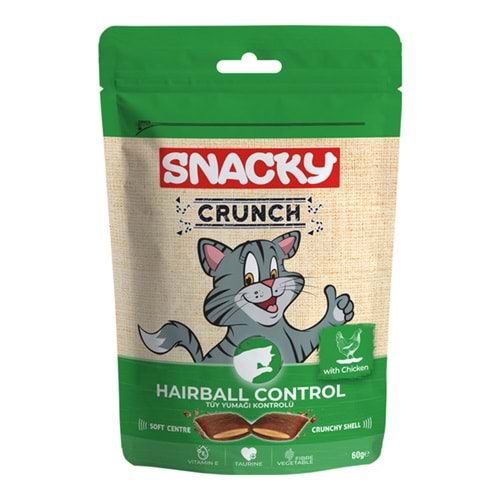 Snacky Crunch Hairball Control Tüy Yumağı Kontrolü için Tavuklu Kedi Ödül Maması 60gr