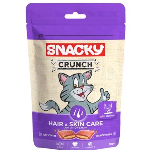 Snacky Crunch Hair&Skin Care Deri ve Tüy Bakımı için Tavuklu Kedi Ödül Maması 60gr