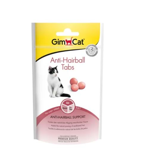 GimCat Anti-Hairball Tüy Sağlığı için Şekersiz Kedi Ödül Tableti 40gr