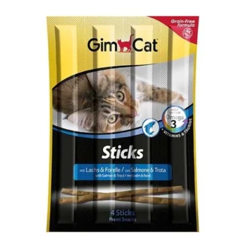 Gim Cat Sticks Alabalık ve Somonlu Omega 3 Taurinli Kedi Ödül Çubuğu 20gr (4 Parça)