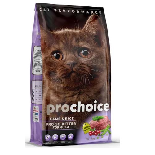 Pro Choice 38 Kuzulu ve Pirinçli Düşük Tahıllı Yavru Kedi Maması 15kg