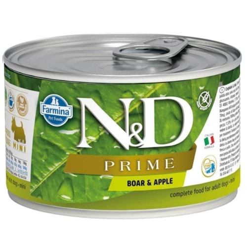 N&D Prime Tahılsız Yaban Domuzu&Elma Yaş Köpek Konservesi 140 Gr