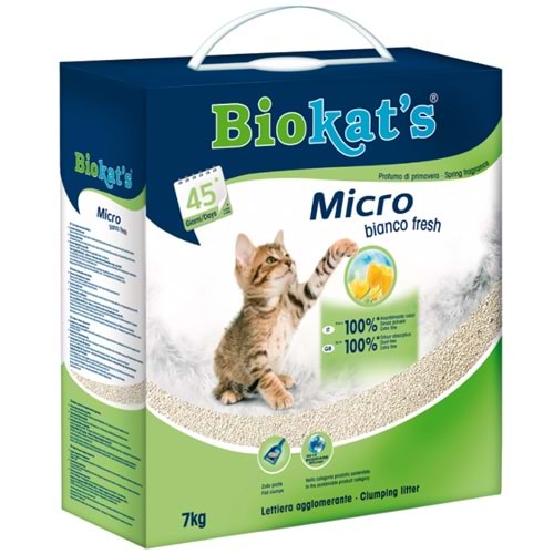 Biokats Micro Bianco Fresh İnce Taneli Topaklanan Kedi Kumu 7 kg