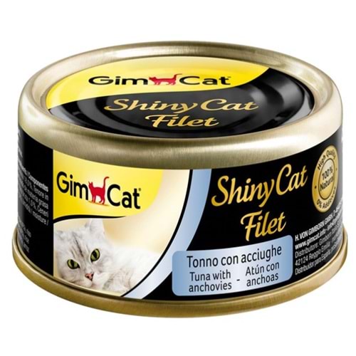 GimCat Shinycat Kıyılmış Ton Balıklı ve Ançüezli Kedi Konservesi 70gr