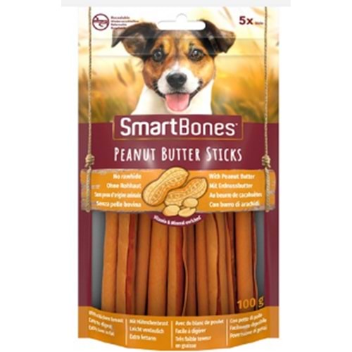 SmartBones Stick Küçük Irk Köpekler için Tavuk ve Fıstık Ezmeli Ödül Kemiği 100gr